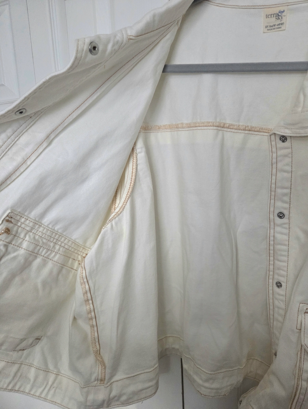 Womens Cream Denim/Utility Jacket - Picture 9 of 14